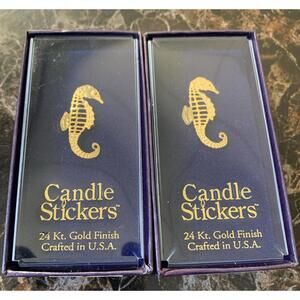 Vintage Lot Of 6 Candle Stickers 24 Kt Gold Finish